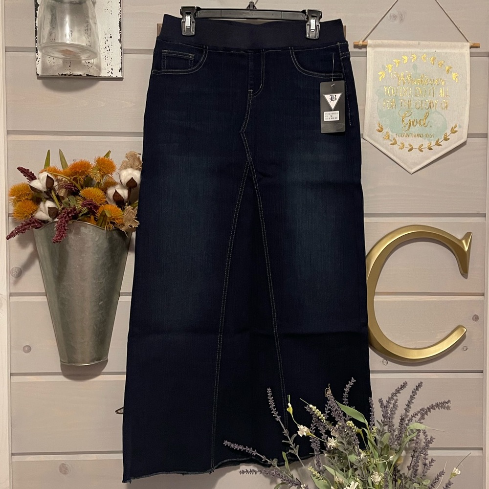 Long denim skirt